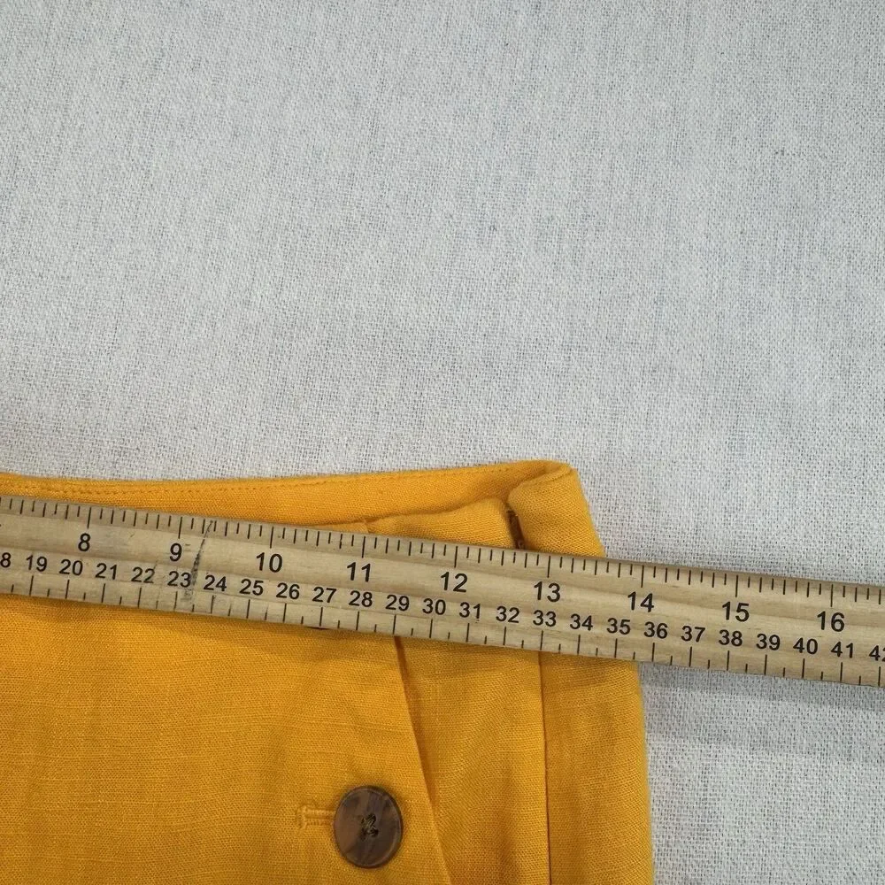 J.Crew NWT Women’s Linen Blend Sailor Shorts Yellow High Rise Size 00 Button